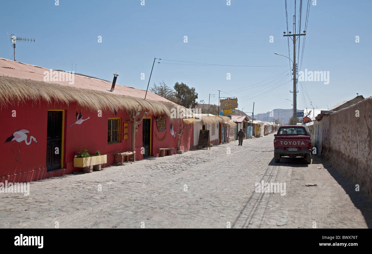 Street in the remote Village of Putre, Lluta Valley, Chile Stock Photo
