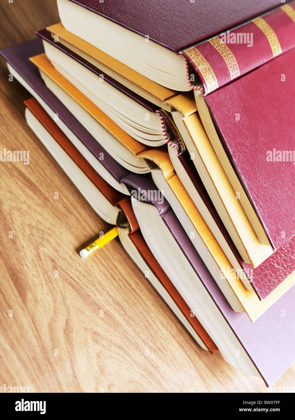 Pile Of Books And Pencil On Desk Copy Space Stock Photo 33153443