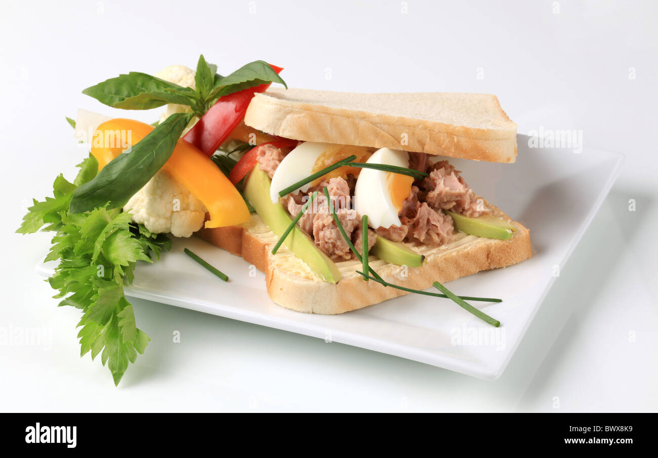Tuna sandwich with avocado and boiled egg Stock Photo Alamy