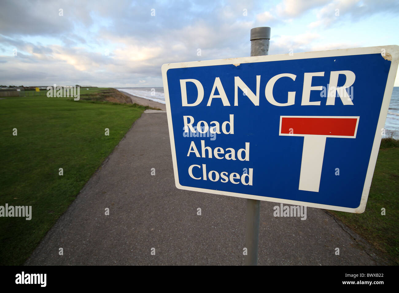 Danger sign for road closed Stock Photo Alamy