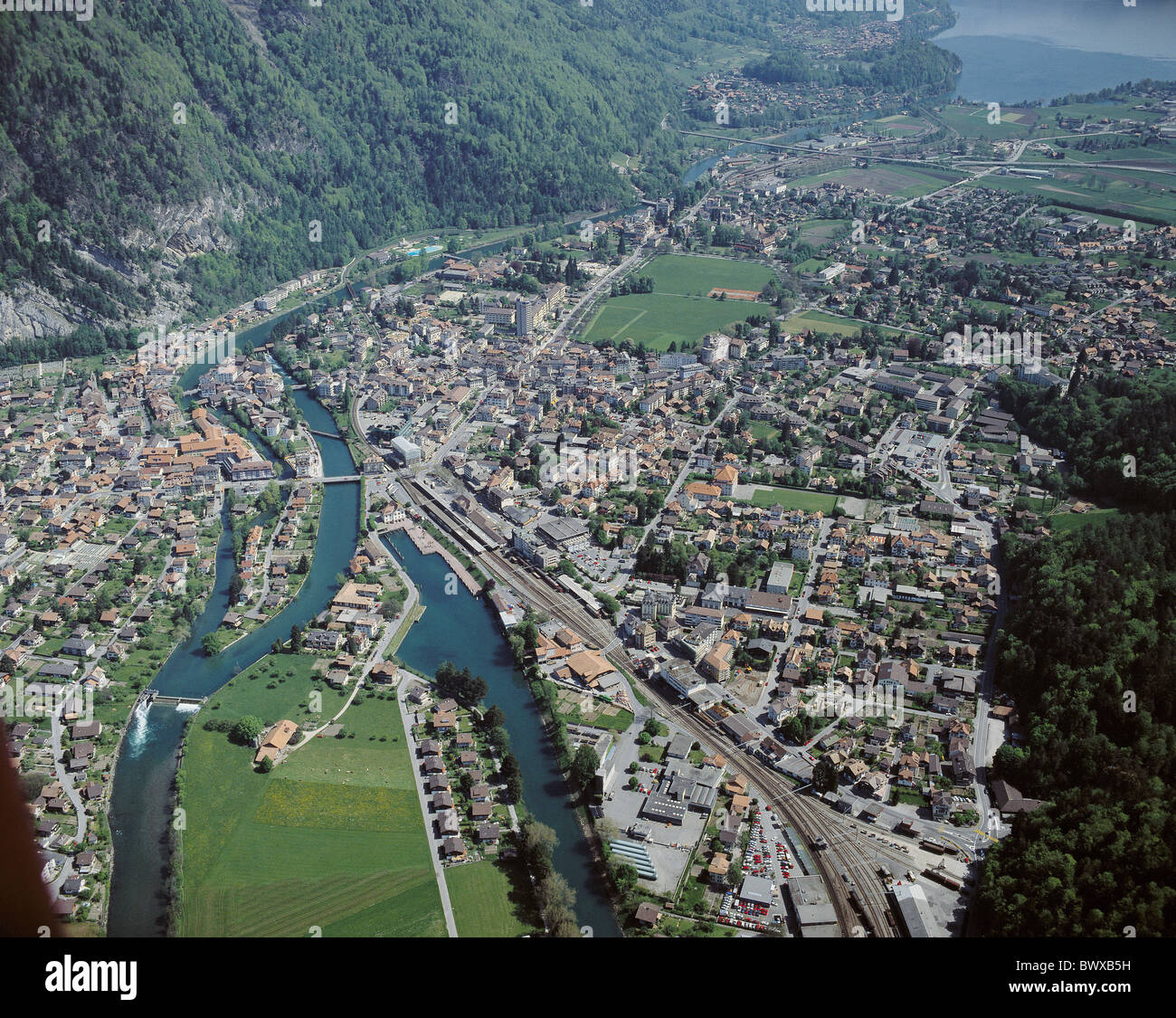 Switzerland Europe Bern Interlaken aerial photo overview Brienzersee
