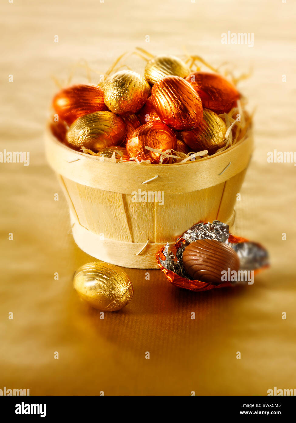 food photo of Mini chocolate traditional easter eggs Stock Photo