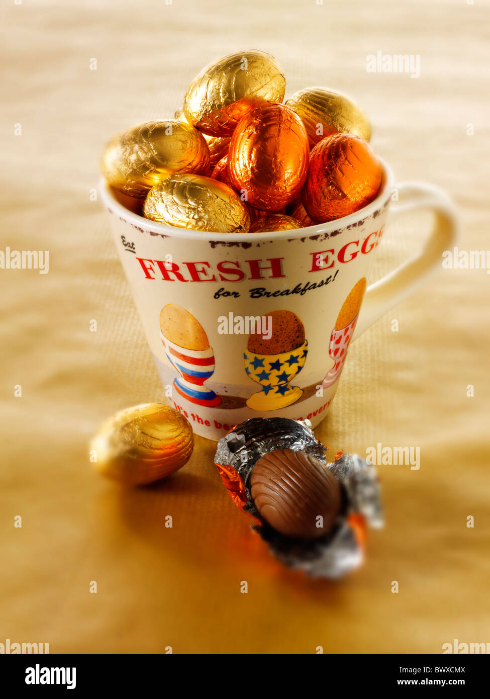 food photo of Mini chocolate traditional easter eggs Stock Photo