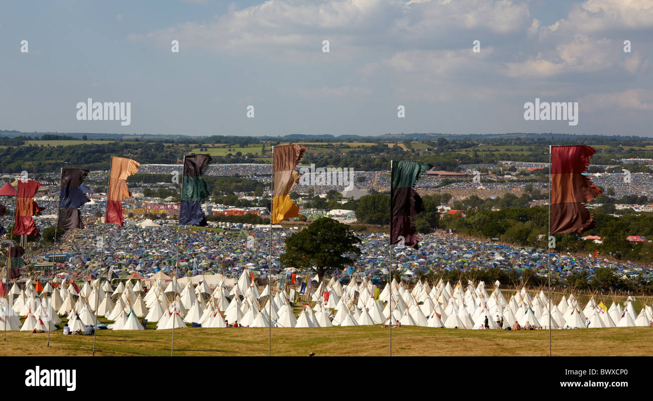 Giant Tepee Field Glastonbury Festival Somerset UK Europe Stock Photo