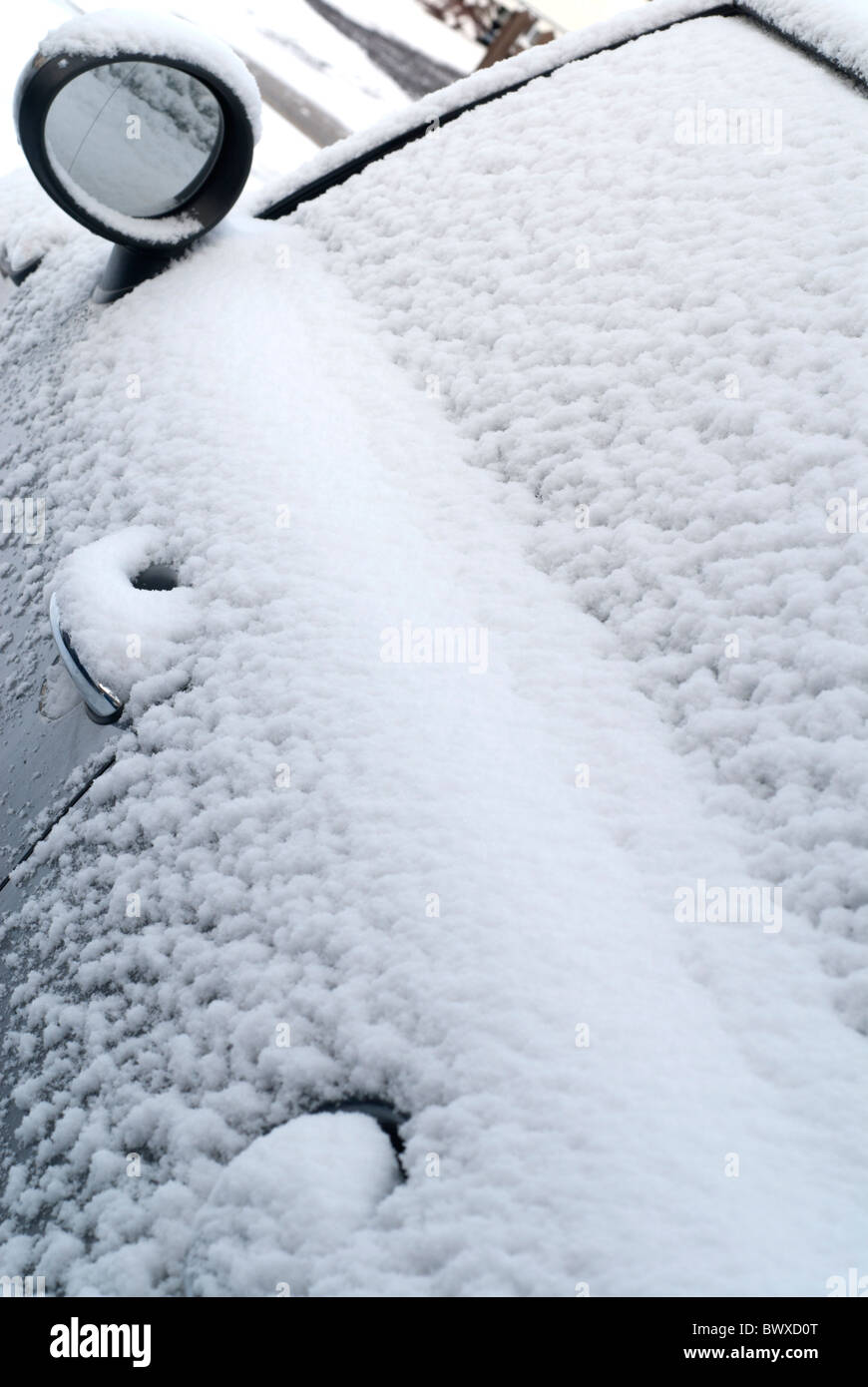 Snow Covering Windows on Car Stock Photo Alamy