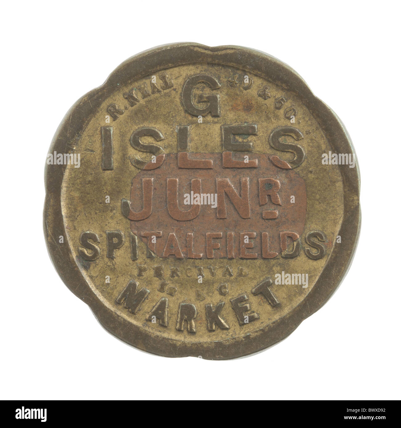 Spitalfields Market token for George Isles Junior (obverse) Stock Photo