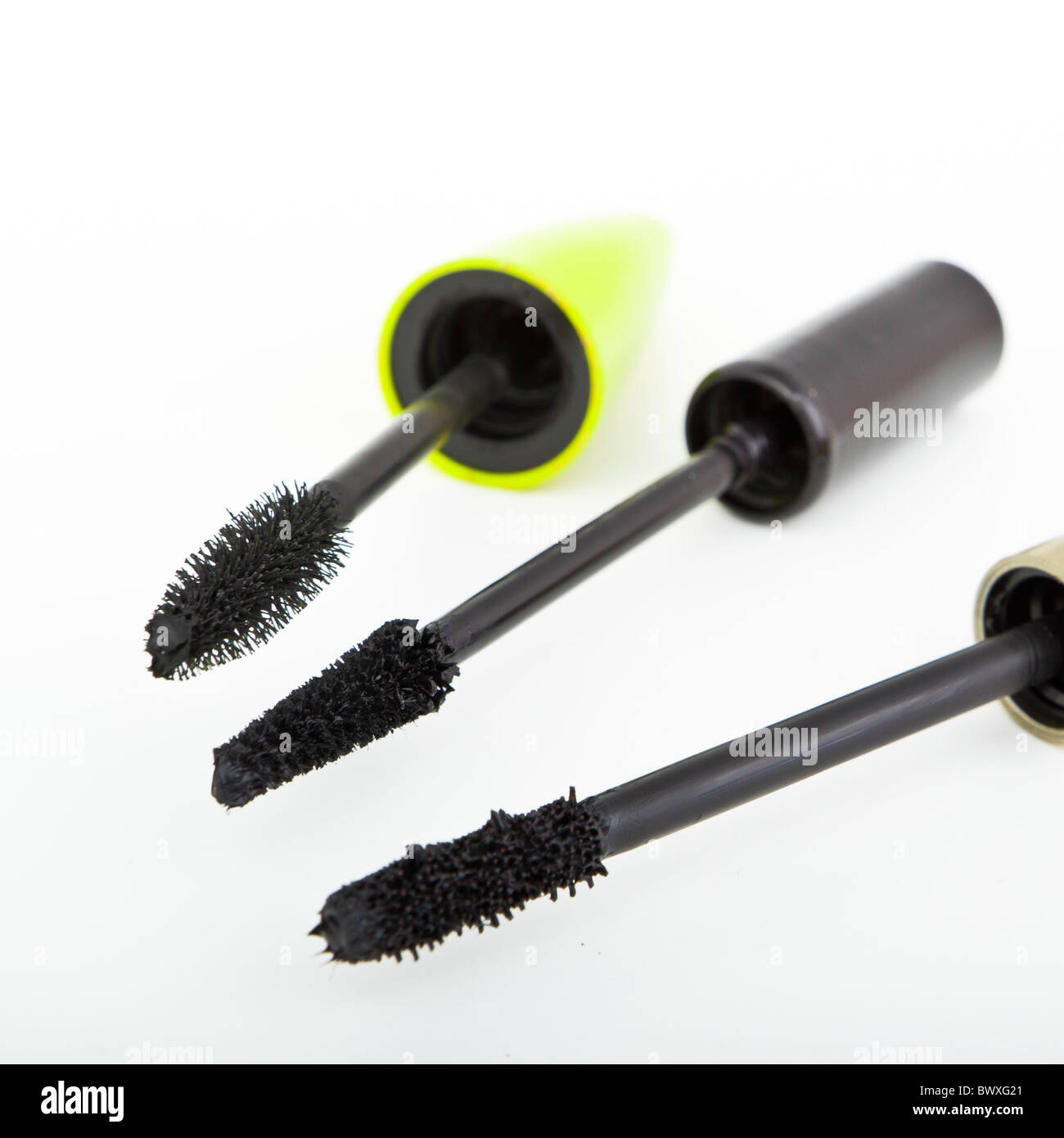set of mascara brushes isolated Stock Photo