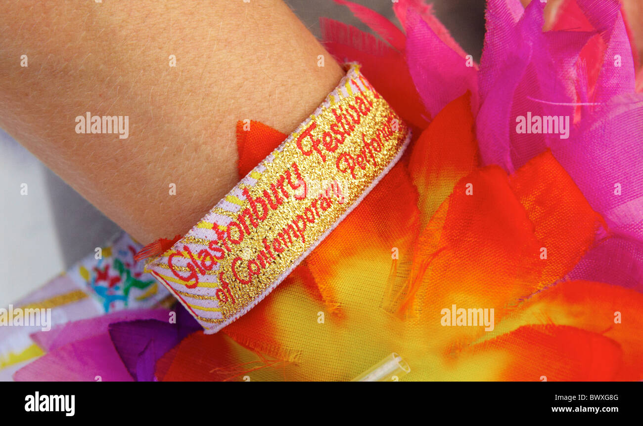 Woman Wearing Wristband At The Glastonbury Festival Somerset UK Europe Stock Photo Alamy