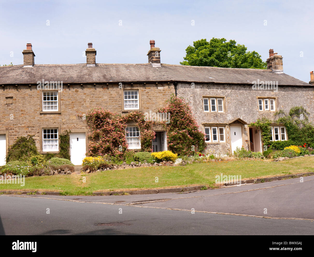 Row of Cottages in the village of Downham Pendle Hill area in