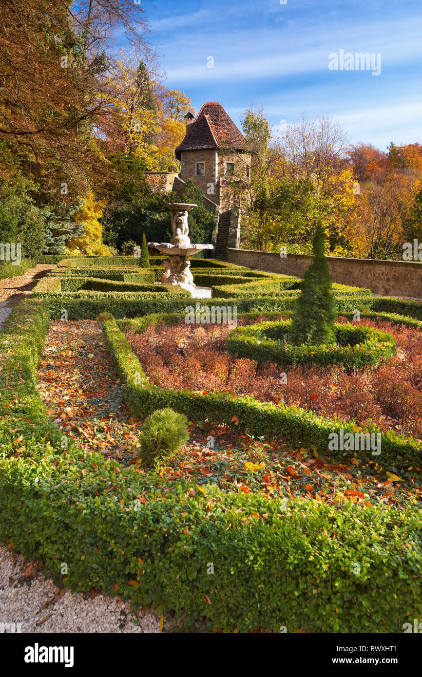 Ksiaz castle - autumn garden, Sudeten mountains, Silesia, Poland Stock Photo