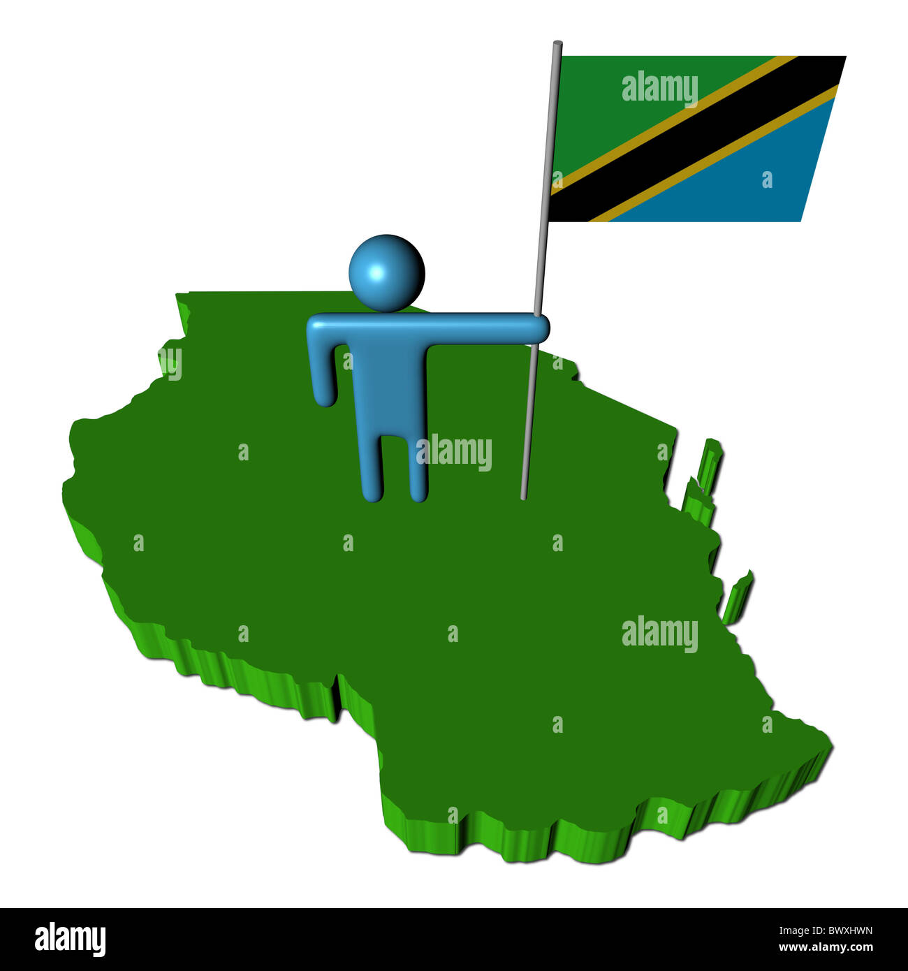 abstract person with flag on Tanzania map illustration Stock Photo - Alamy