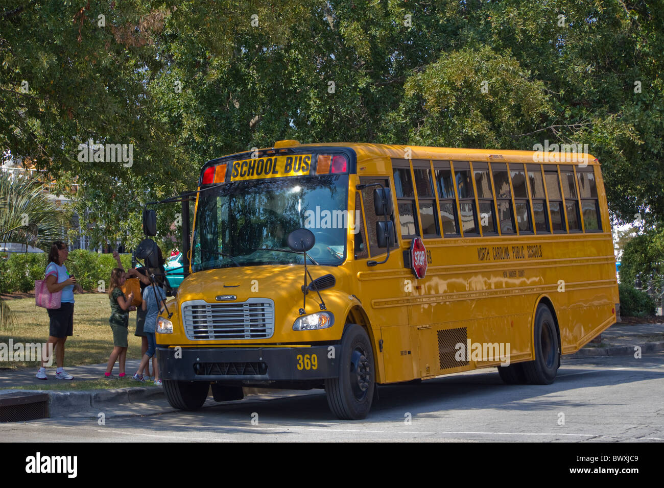 Yellow school bus in Wilmington North Carolina NC USA Stock Photo Alamy