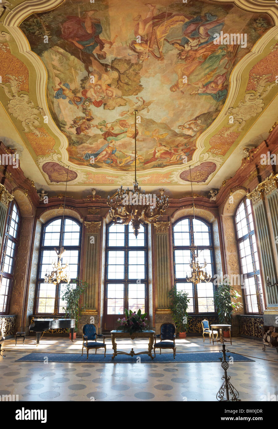 Ksiaz castle - interior - Maksymilian Hall, Sudeten mountains, Silesia, Poland Stock Photo