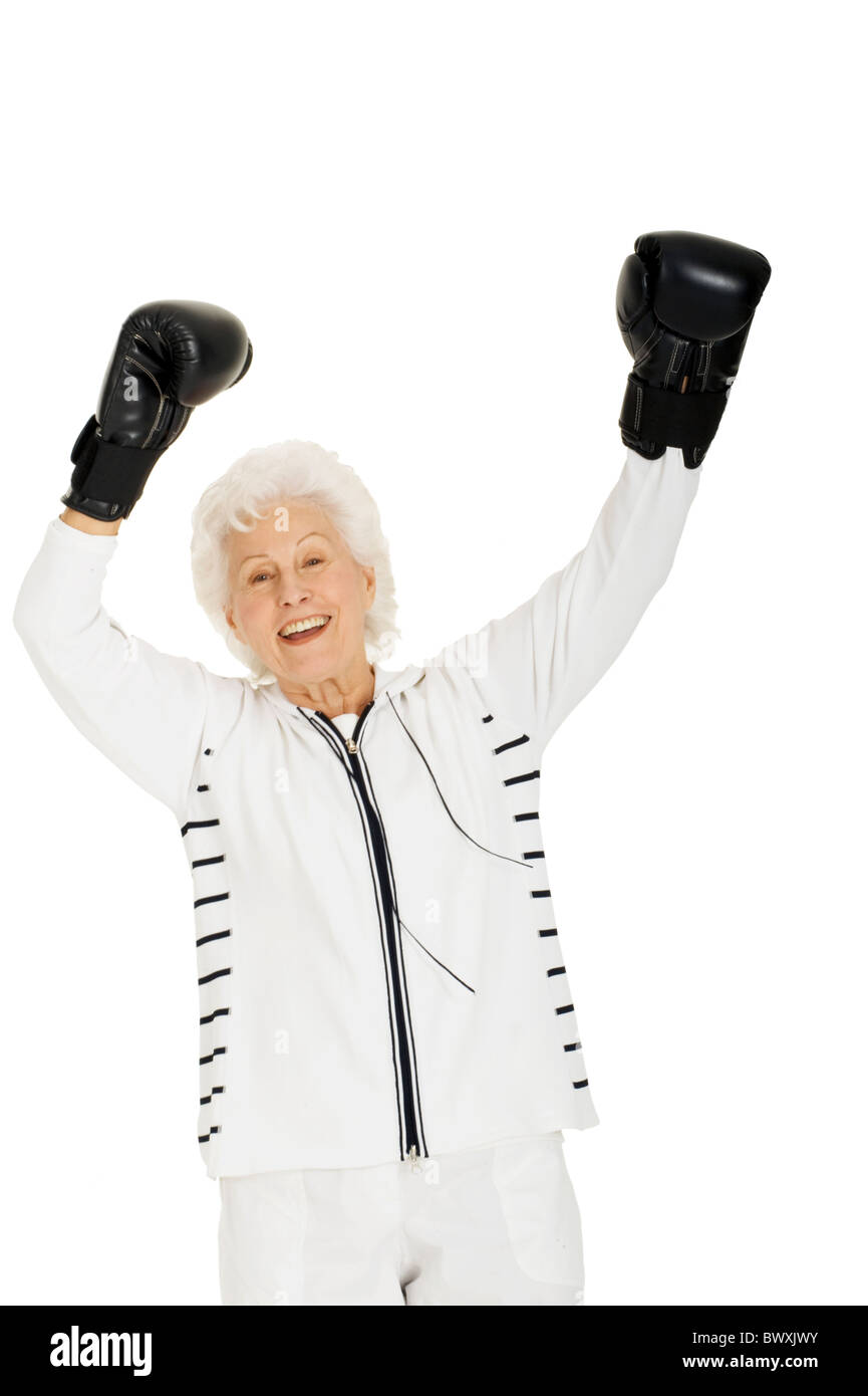 elderly woman with boxing gloves Stock Photo - Alamy