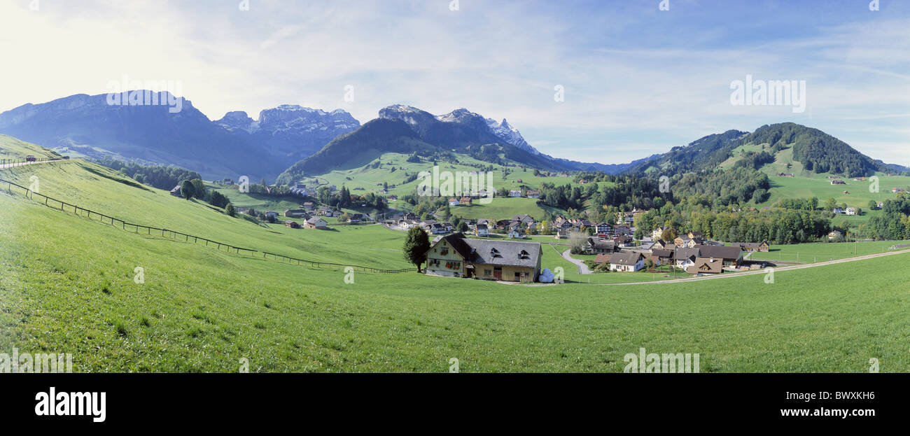 Switzerland Europe Appenzell Weissbad houses homes scenery hill