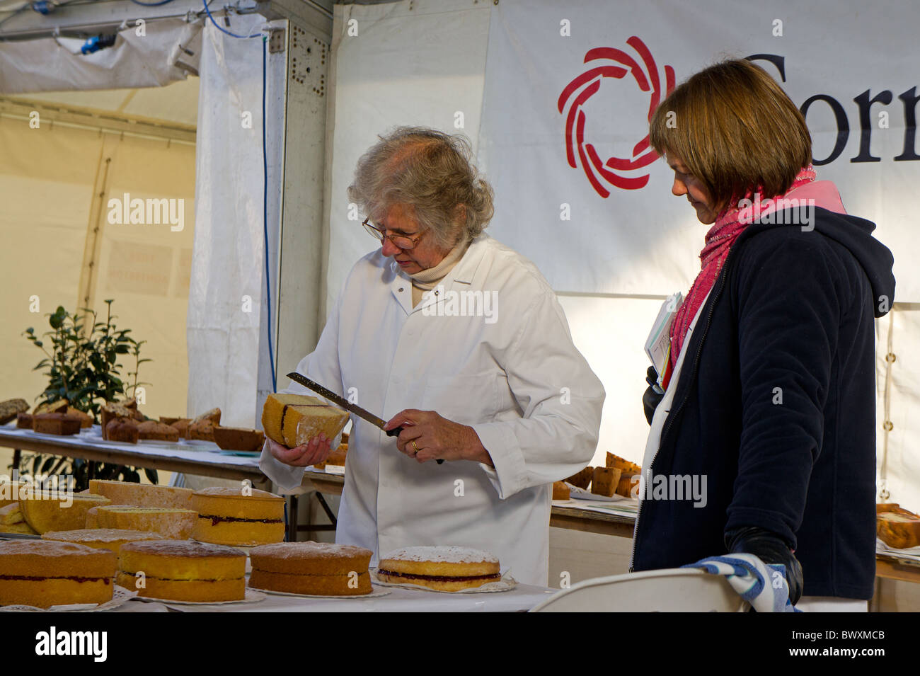 judging cakes at womans institute baking competition Stock Photo