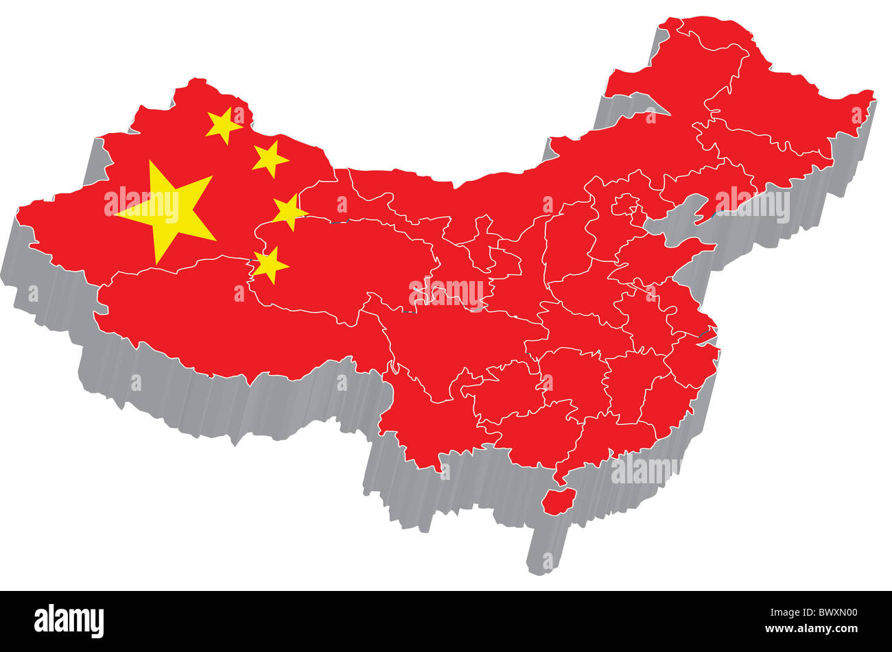 Map world flag state world hi res - There Is A 3d Map Of China With Flag On BWXN00