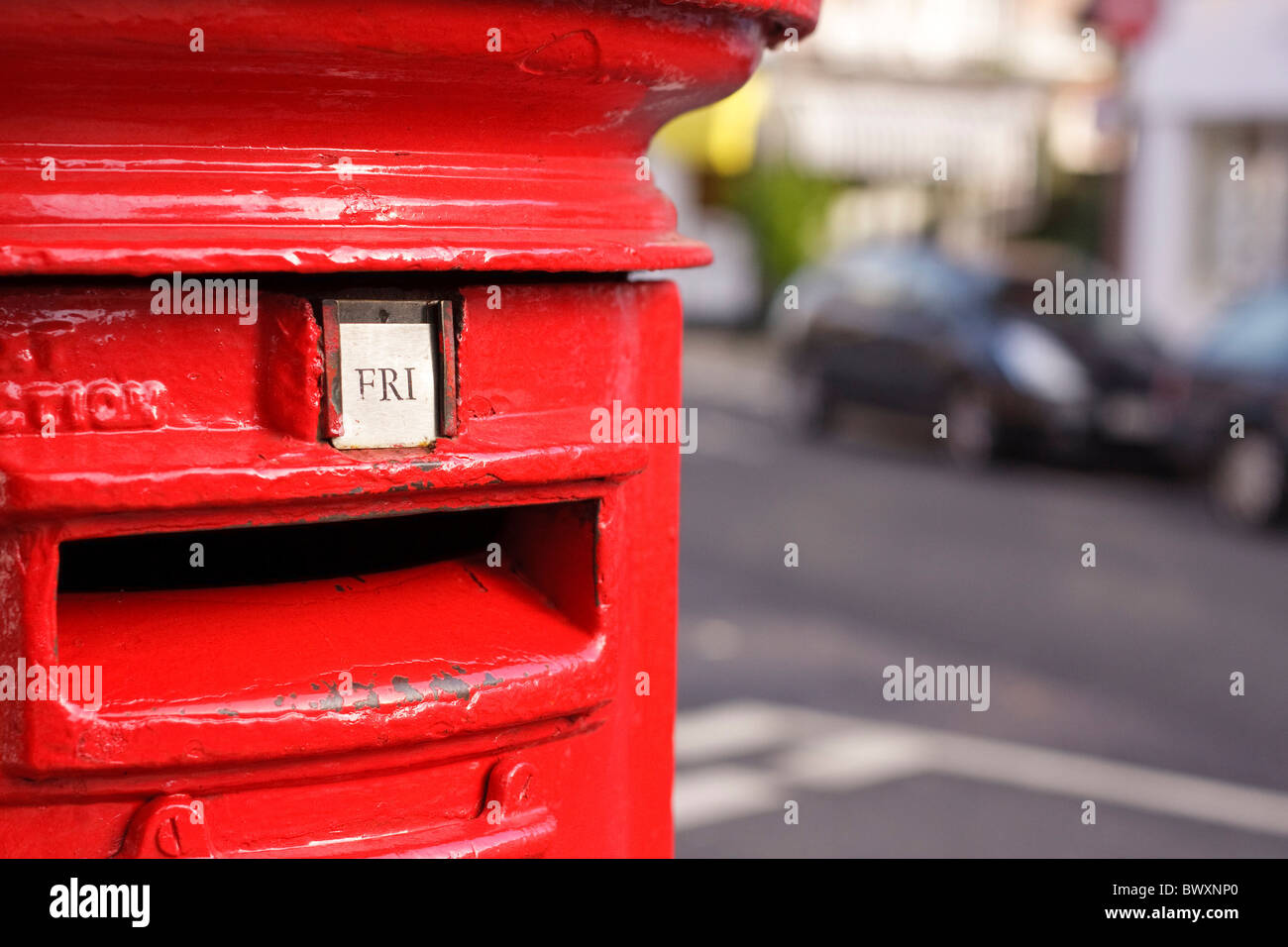Close-up of Royal Mail postbox Stock Photo