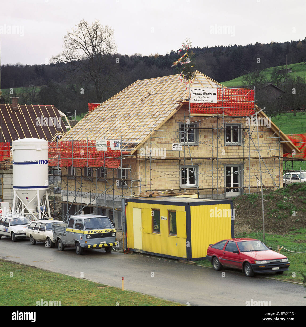9 pictures Aargau April 1995th of June 1997 construction phases picture 6 series picture series series But Stock Photo