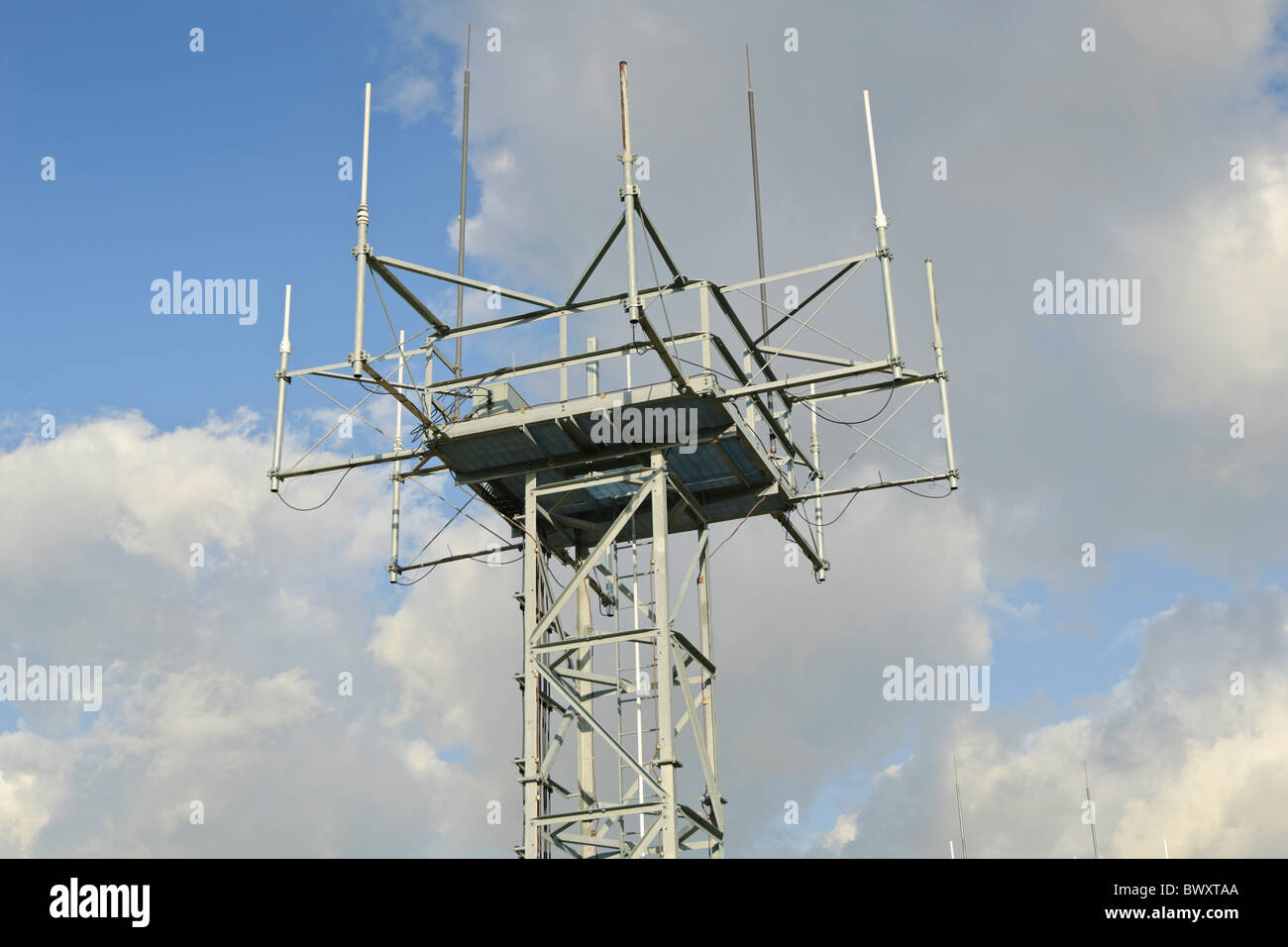 Large communication antenna tower. Stock Photo