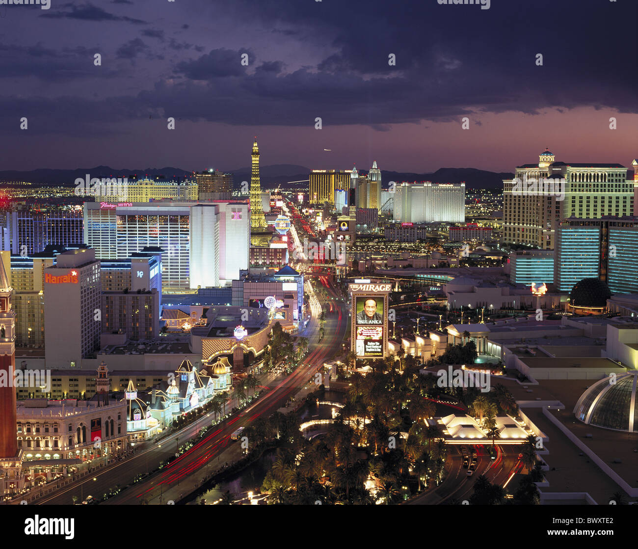 Las Vegas at night Nevada Strip overview USA America North America Stock Photo