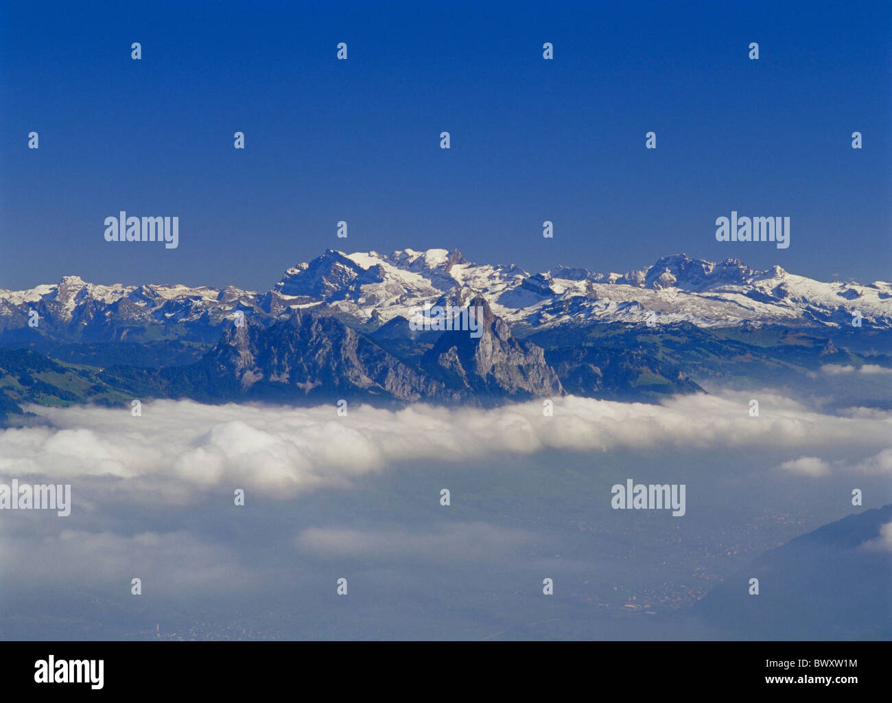 mountains Glarnisch Lucerne myths alps Switzerland Europe view from Rigi Kulm Stock Photo