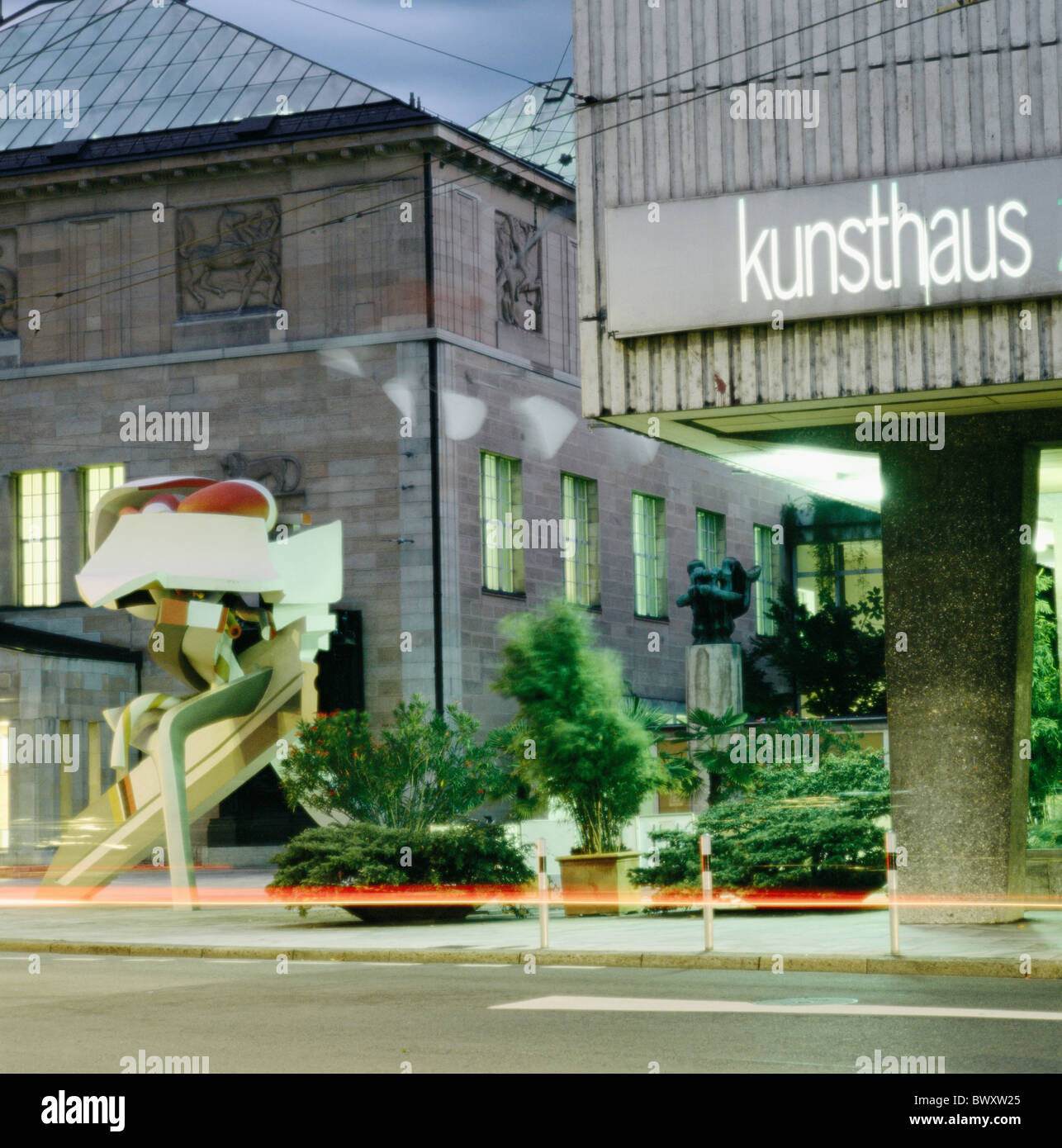 art house light stripe plants sculpture place Switzerland Europe Zurich