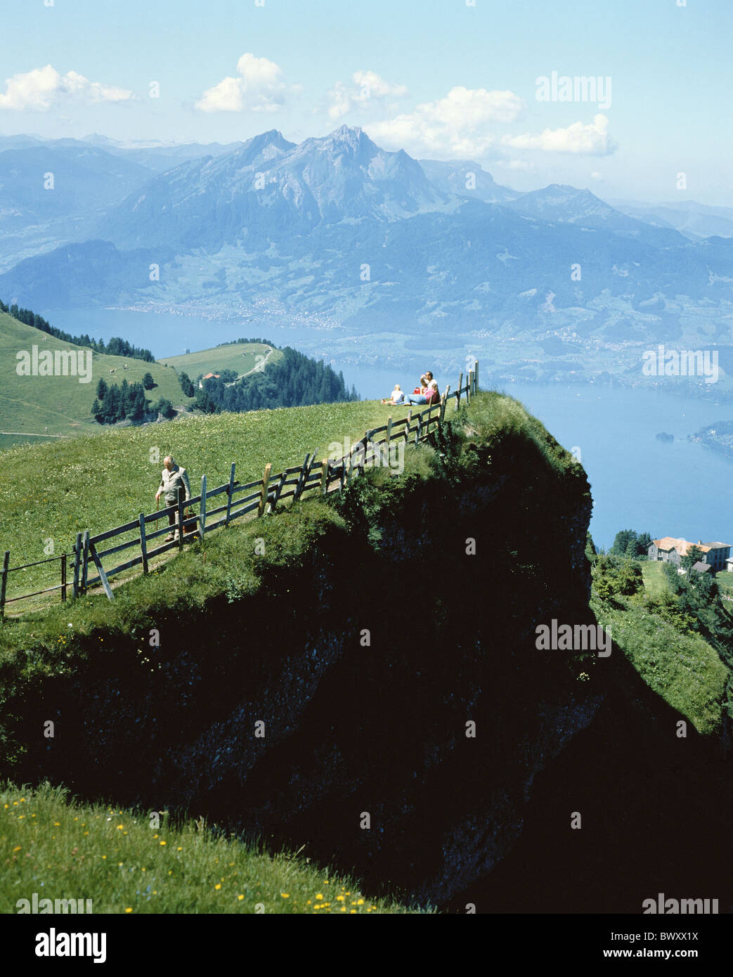 Rigi traveller view central Switzerland Switzerland Europe Vierwaldstattersee lake Lucerne lake sea Stock Photo