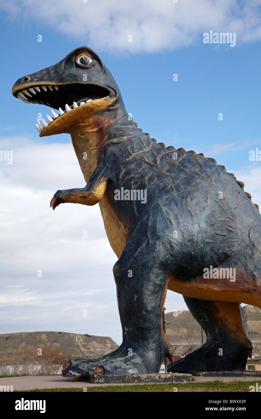 Albertosaurus Dinosaur Statue, Drumheller, Alberta, Canada Stock Photo