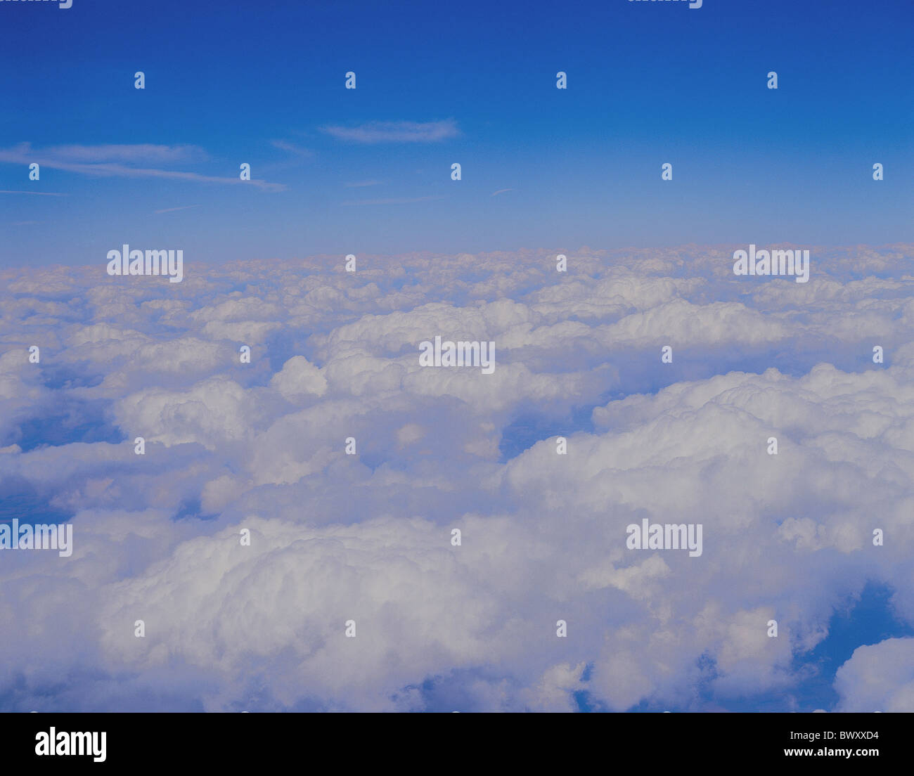 clouds weather aerial photo cloud carpet blue sky aerial view Stock Photo