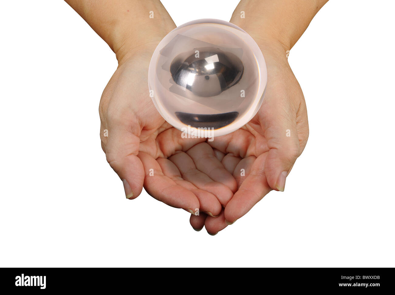 Crystal ball in hands Stock Photo Alamy