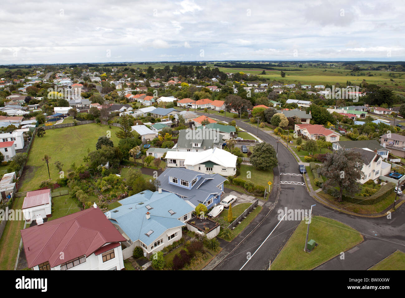 View of the town of Wanganui seen from Durie Hill Stock Photo