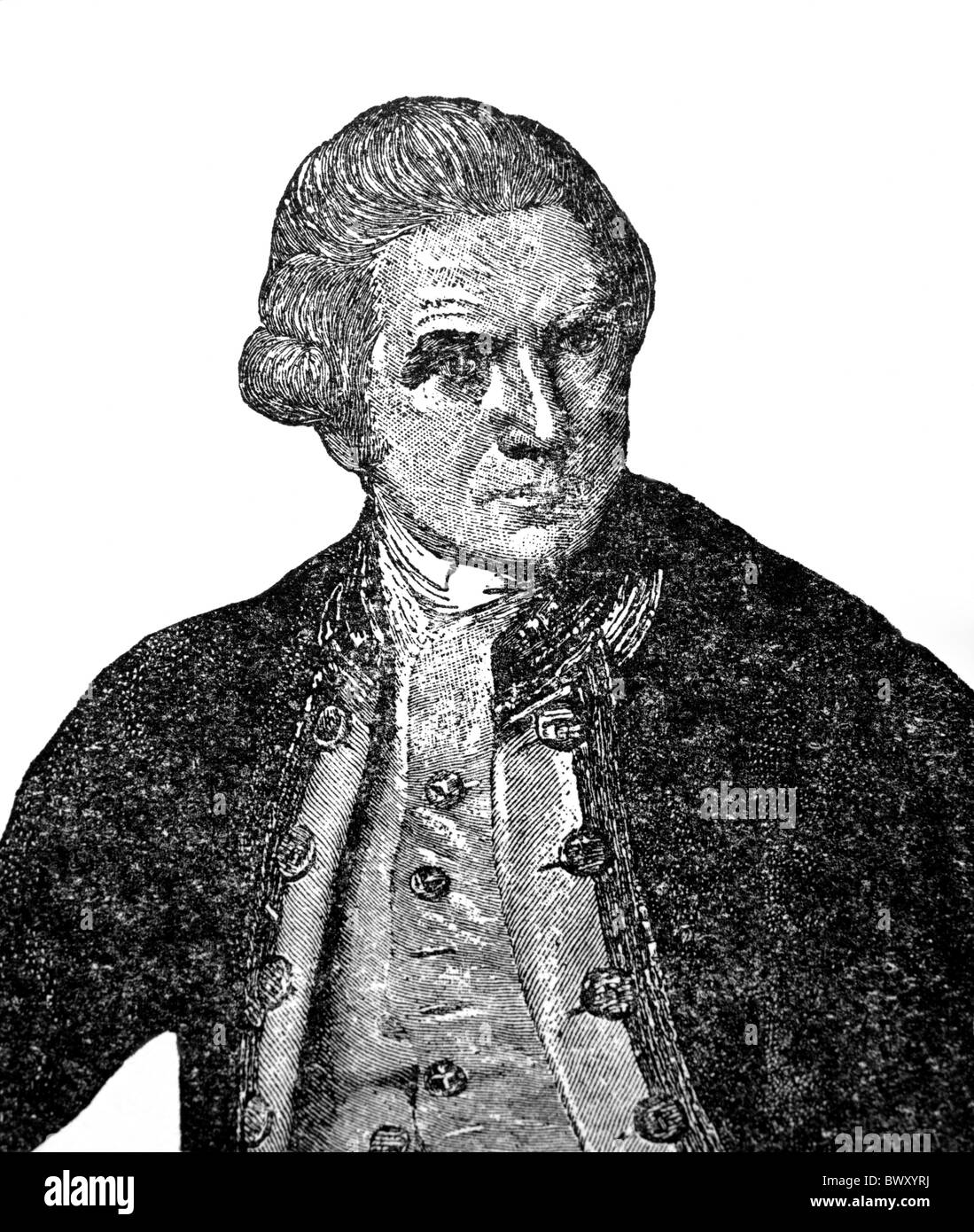 An Illustration Of Captain James Cook British Explorer 1728 -1779 Stock Photo