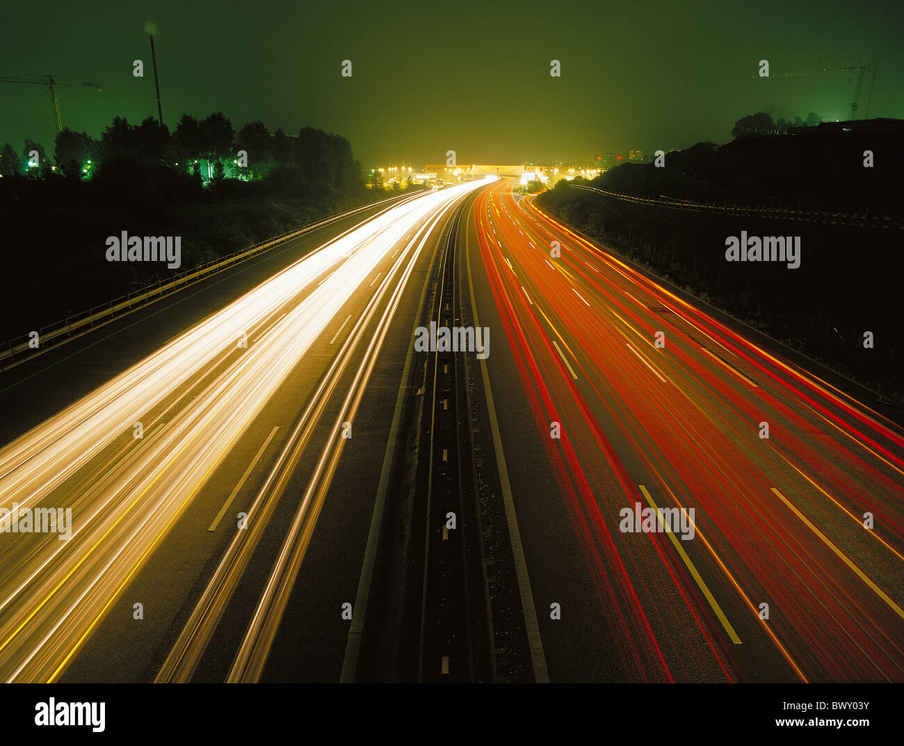 highway at night Pratteln near Basel Basle Switzerland Europe traffic