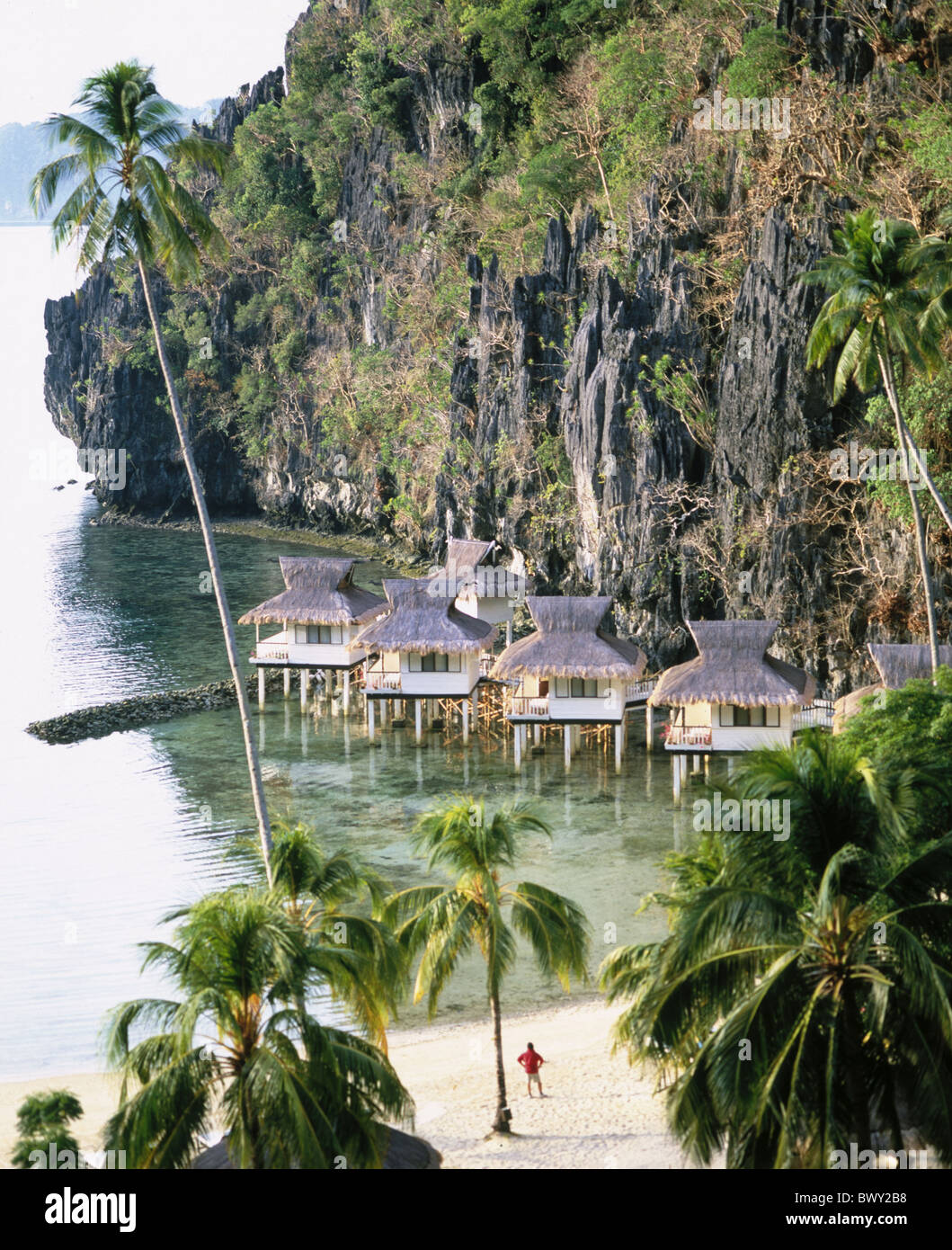El Nido Beach hotel Miniloc Island Resort Palawan Philippines Asia water bungalows Stock Photo