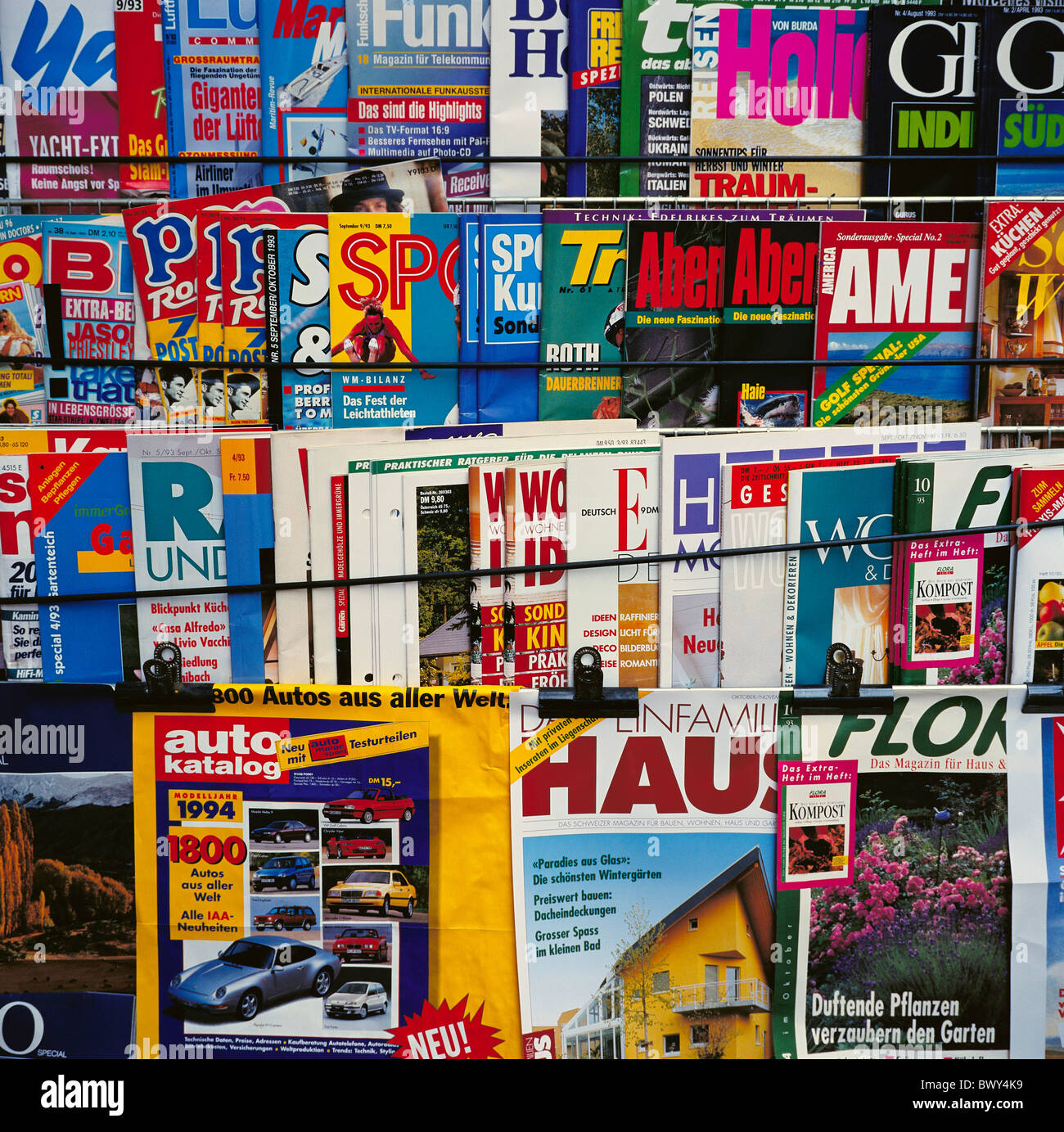 press squeezer newspaper box magazine in German display kiosk magazines Stock Photo Alamy