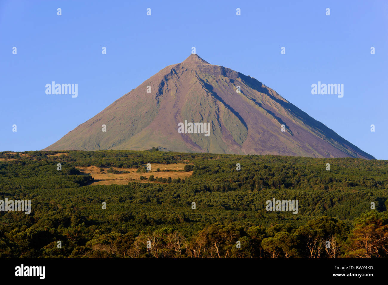 Volcano Pico Alto, view from Sao Roque, Isle of  Pico, Azores Stock Photo