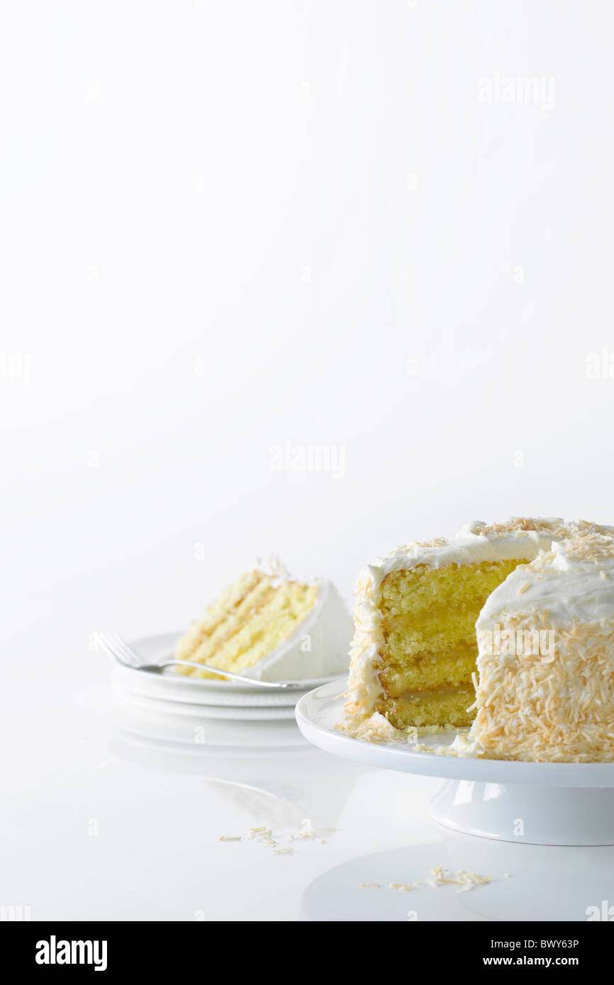 Coconut Lemon Cake Stock Photo Alamy