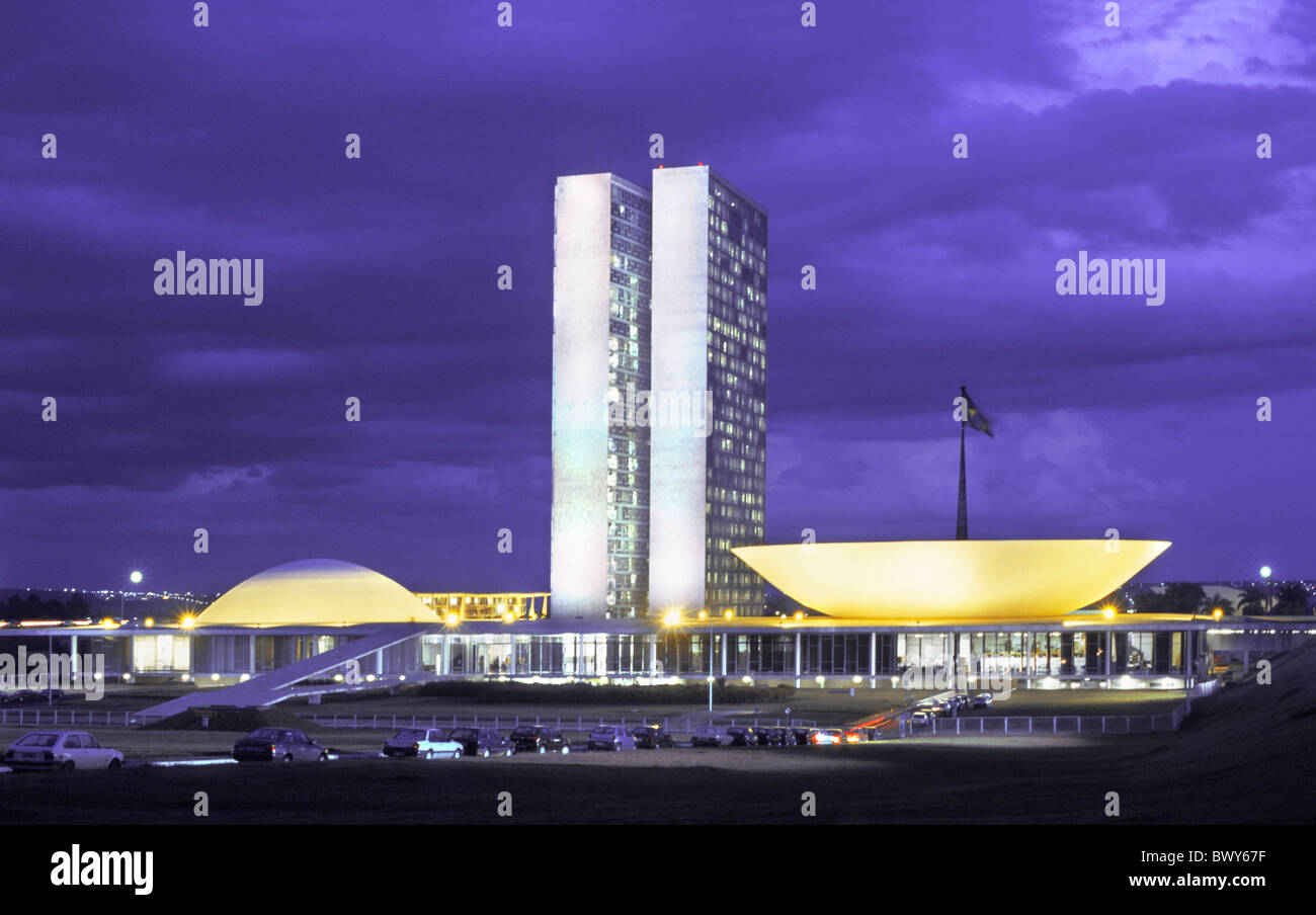 architecture at night highrise towerblock multistory Brazil South America buildings congress