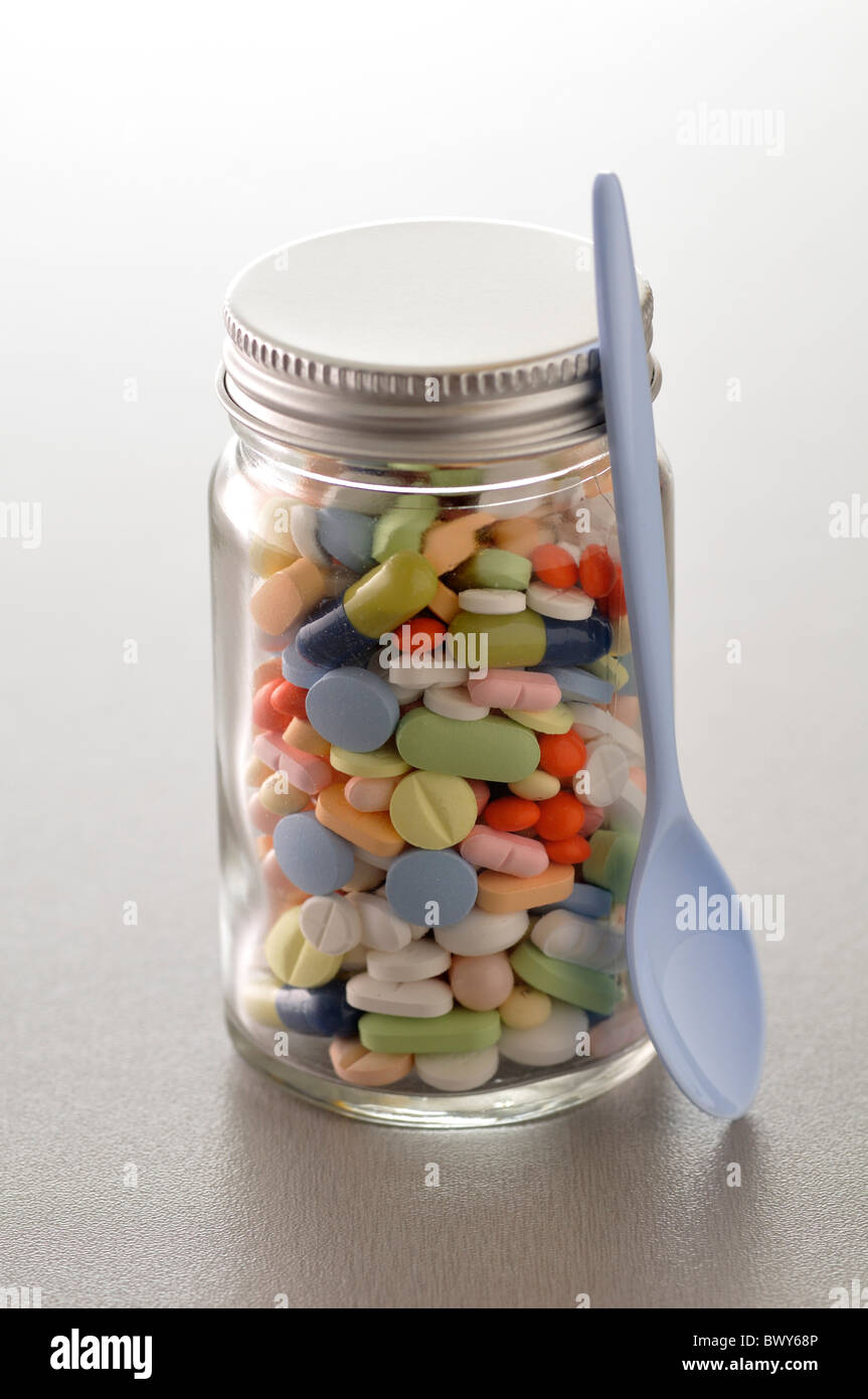 Jar Full of Assorted Medication Stock Photo Alamy