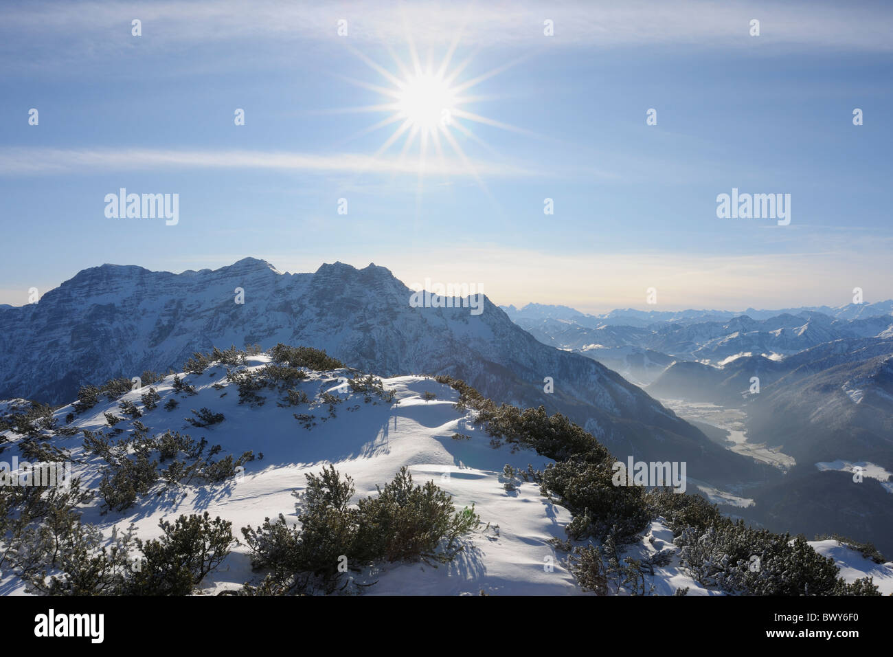 View over Steinplatte, Loferer Steinberge, Tyrol, Austria Stock Photo