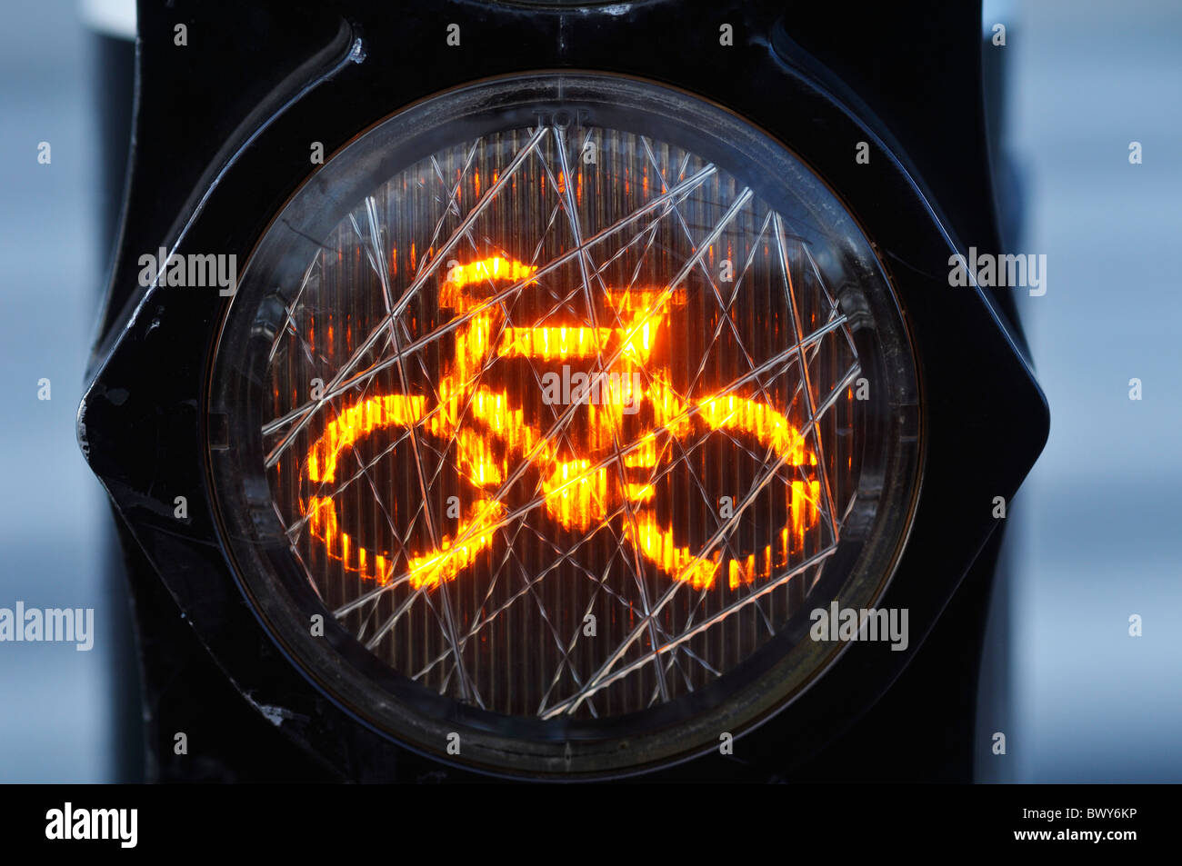 Amber Bicycle Lane Light, Amsterdam, Netherlands Stock Photo Alamy