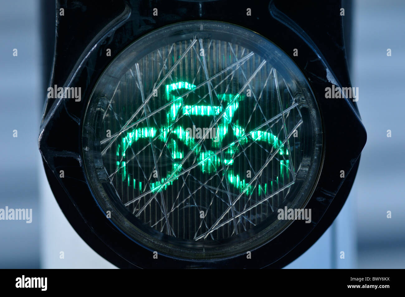 Green Bicycle Lane Light, Amsterdam, Netherlands Stock Photo Alamy