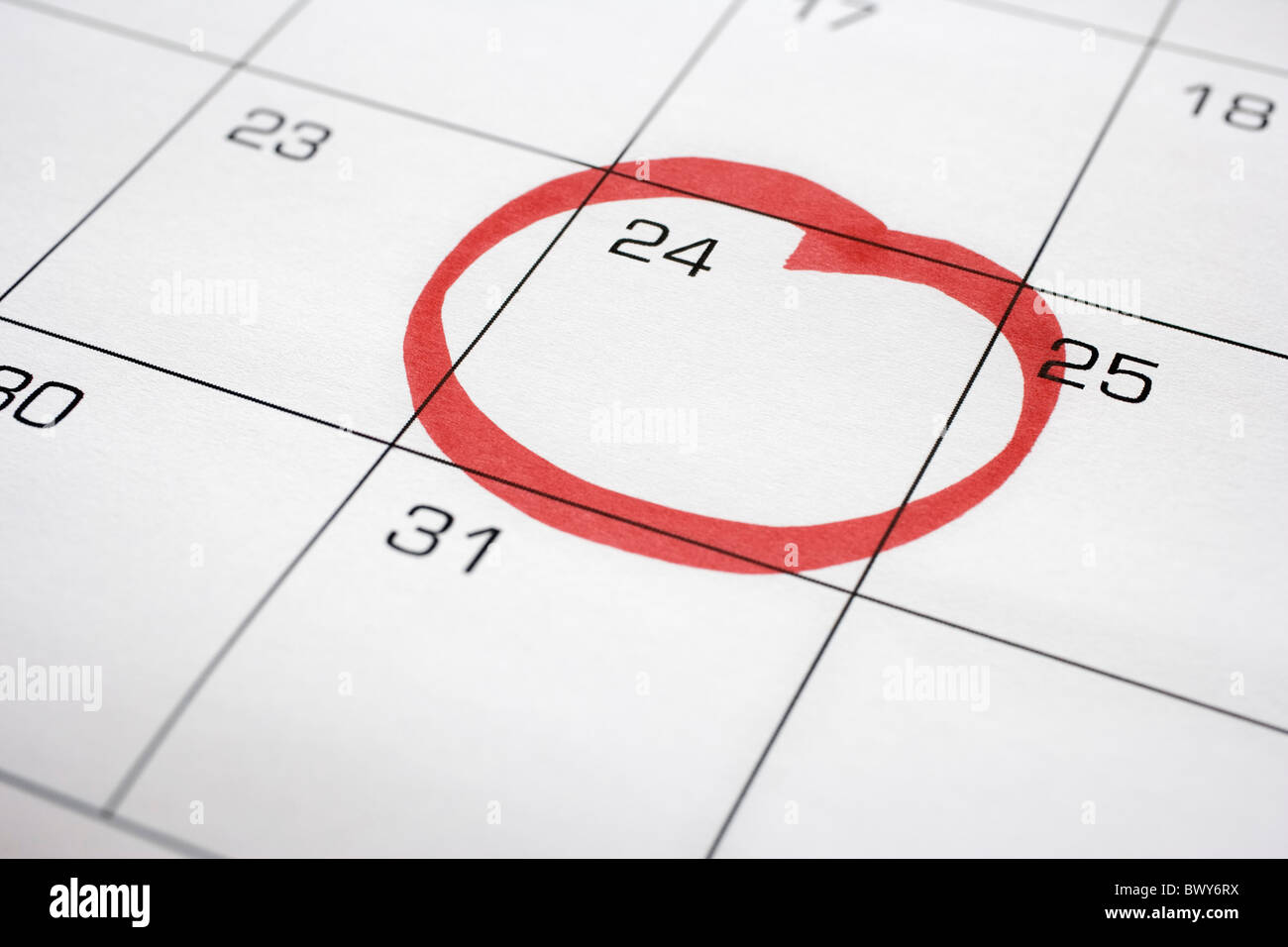 Calendar with 24th Circled Stock Photo Alamy