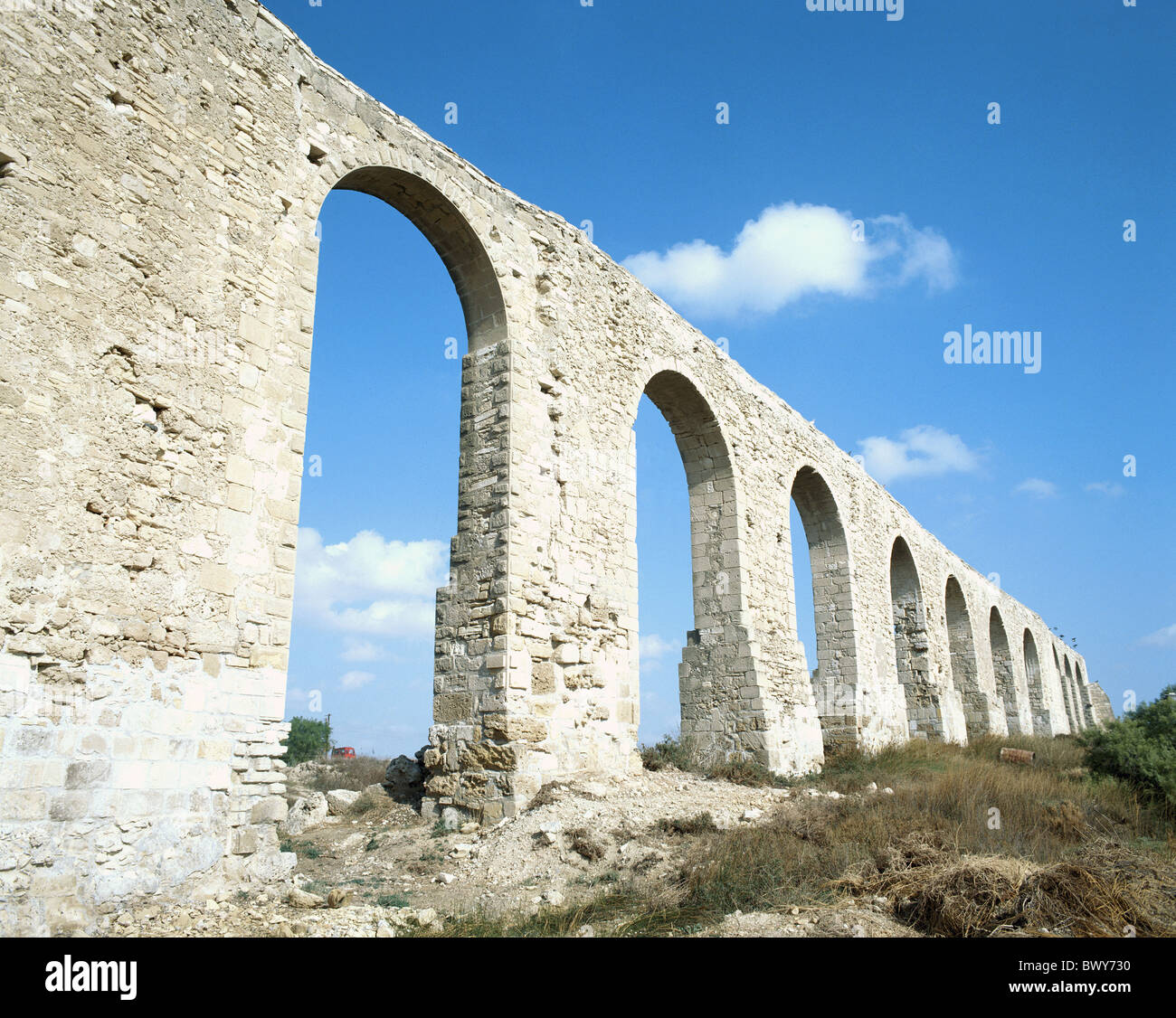 old historical bridge water water supply viaduct Cyprus Stock Photo