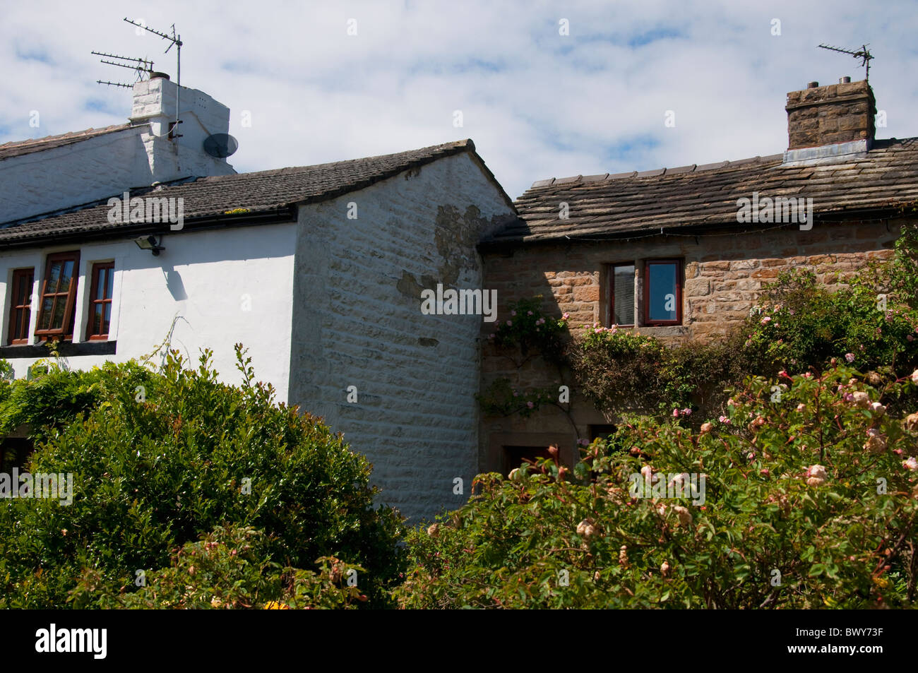 Stone Built Cottages in Higham Village in Lancashire England Stock Photo Alamy