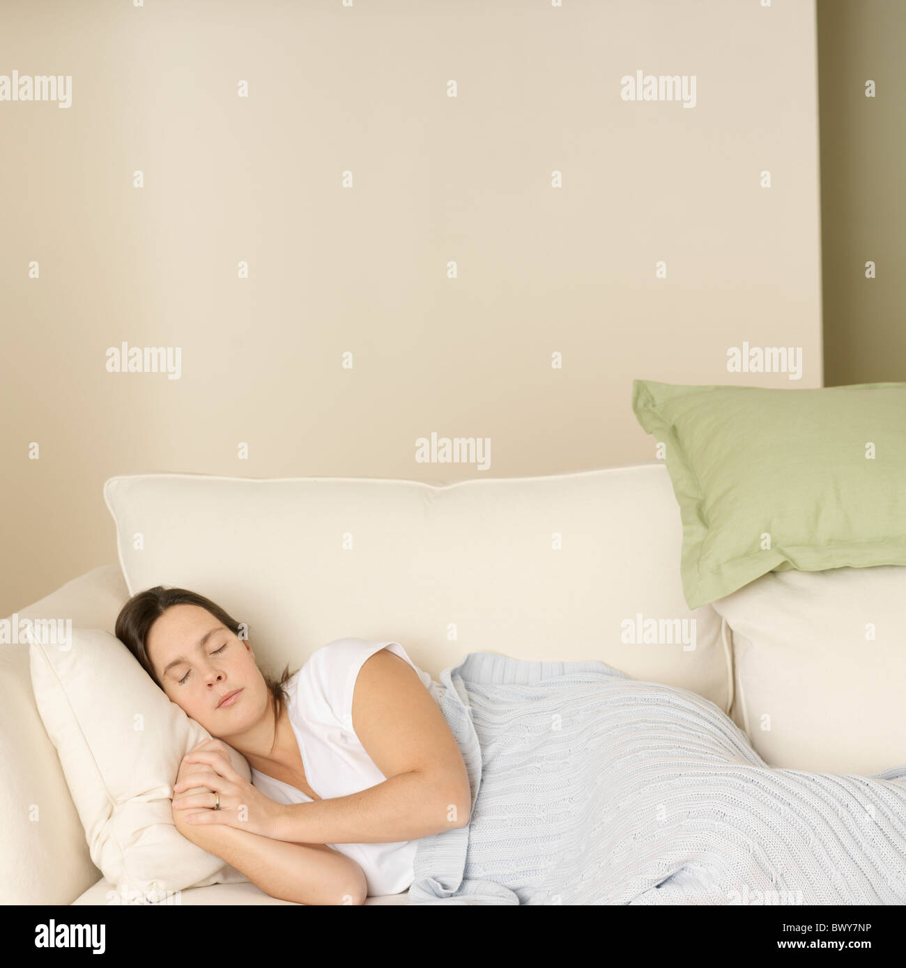 Woman Sleeping on Sofa Stock Photo Alamy