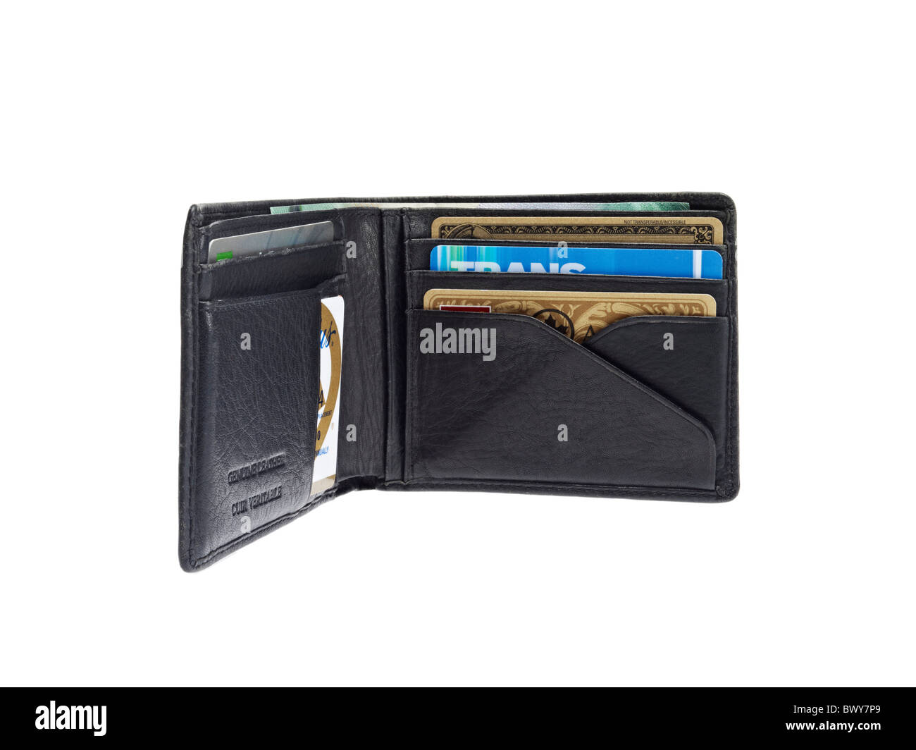Black Wallet with Credit Cards Stock Photo