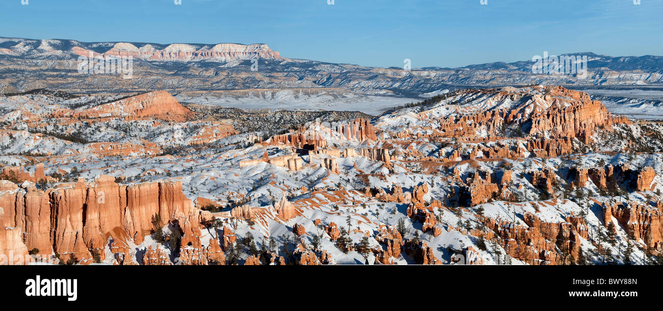 Snow-covered Hoodoos from Sunset Point Bryce Canyon National Park Utah USA Stock Photo