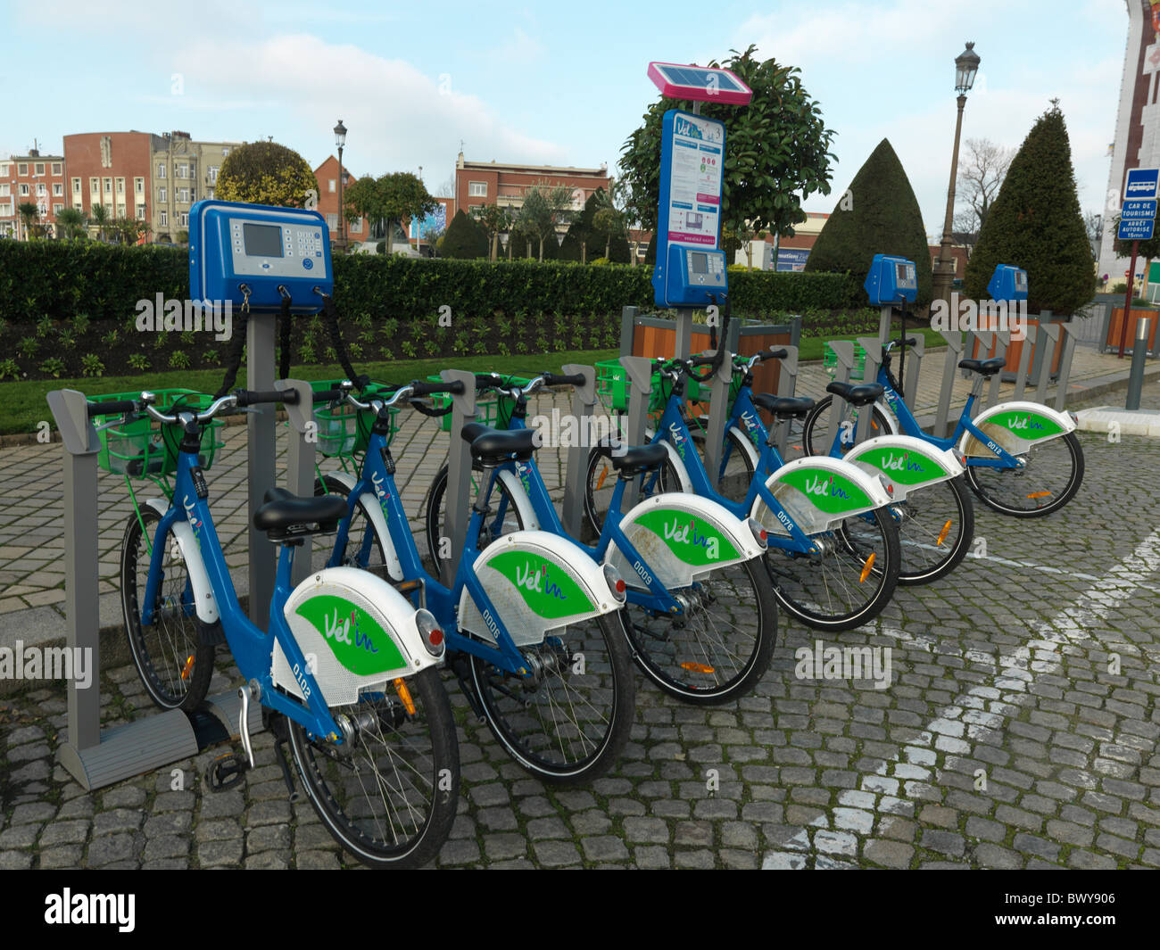 Calais France Bicycles For Hire Stock Photo Alamy